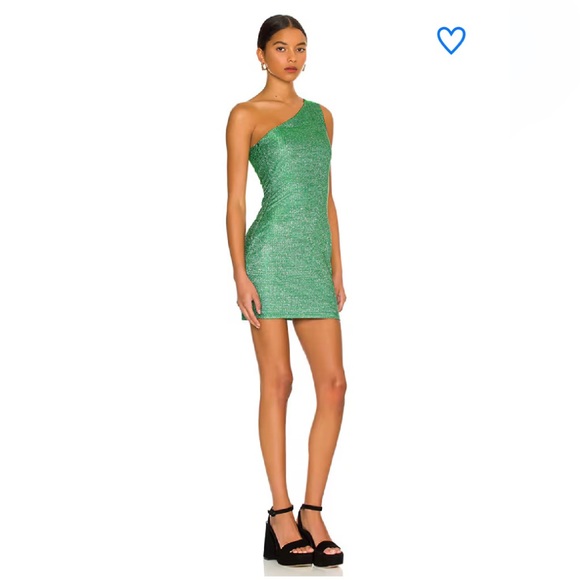 Superdown Tiffany Mini Dress in Sparkle Green, Sz S - Picture 2 of 14